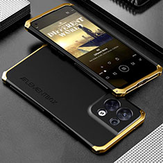 Oppo Reno9 Pro 5G用360度 フルカバー ケース 高級感 手触り良い アルミメタル 製の金属製 Oppo ゴールド・ブラック
