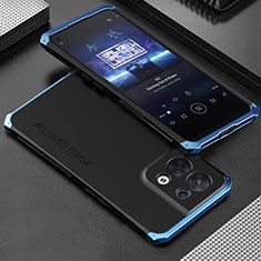 Oppo Reno9 Pro 5G用360度 フルカバー ケース 高級感 手触り良い アルミメタル 製の金属製 Oppo ネイビー・ブラック