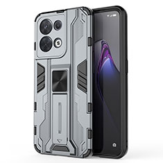 Oppo Reno9 Pro 5G用ハイブリットバンパーケース スタンド プラスチック 兼シリコーン カバー マグネット式 Oppo グレー