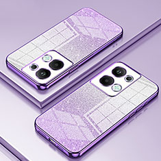 Oppo Reno9 Pro+ Plus 5G用極薄ソフトケース シリコンケース 耐衝撃 全面保護 クリア透明 SY1 Oppo パープル