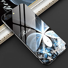 Oppo RX17 Neo用ハイブリットバンパーケース プラスチック 鏡面 花 カバー M03 Oppo ネイビー