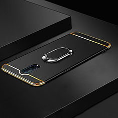 Oppo RX17 Pro用ケース 高級感 手触り良い メタル兼プラスチック バンパー アンド指輪 T01 Oppo ブラック