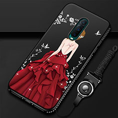 Oppo RX17 Pro用シリコンケース ソフトタッチラバー バタフライ ドレスガール ドレス少女 カバー Oppo ワインレッド