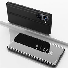 Realme 10 4G用手帳型 レザーケース スタンド 鏡面 カバー Realme ブラック