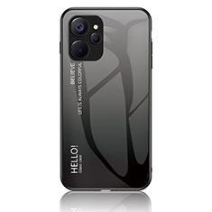 Realme 10 5G用ハイブリットバンパーケース プラスチック 鏡面 虹 グラデーション 勾配色 カバー LS1 Realme ダークグレー