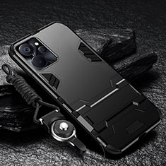 Realme 10 5G用ハイブリットバンパーケース スタンド プラスチック 兼シリコーン カバー R01 Realme ブラック