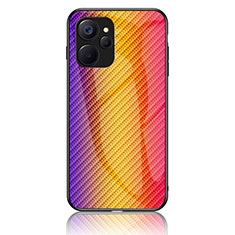 Realme 10 5G用ハイブリットバンパーケース プラスチック 鏡面 虹 グラデーション 勾配色 カバー LS2 Realme オレンジ