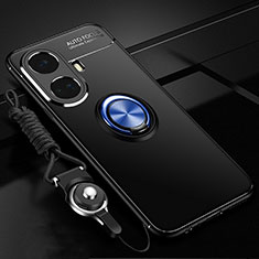 Realme 10 Pro+ Plus 5G用極薄ソフトケース シリコンケース 耐衝撃 全面保護 アンド指輪 マグネット式 バンパー SD3 Realme ネイビー・ブラック
