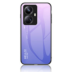 Realme 10 Pro+ Plus 5G用ハイブリットバンパーケース プラスチック 鏡面 虹 グラデーション 勾配色 カバー LS1 Realme ラベンダー