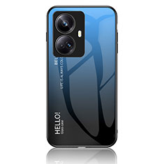 Realme 10 Pro+ Plus 5G用ハイブリットバンパーケース プラスチック 鏡面 虹 グラデーション 勾配色 カバー LS1 Realme ネイビー