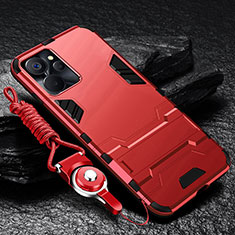 Realme 10T 5G用ハイブリットバンパーケース スタンド プラスチック 兼シリコーン カバー R01 Realme レッド