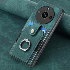 Realme 11 Pro 5G用シリコンケース ソフトタッチラバー レザー柄 カバー SD2 Realme グリーン