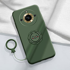 Realme 11 Pro 5G用極薄ソフトケース シリコンケース 耐衝撃 全面保護 アンド指輪 マグネット式 バンパー S01 Realme モスグリー