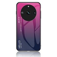 Realme 11 Pro 5G用ハイブリットバンパーケース プラスチック 鏡面 虹 グラデーション 勾配色 カバー LS1 Realme ローズレッド