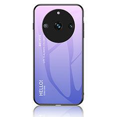 Realme 11 Pro 5G用ハイブリットバンパーケース プラスチック 鏡面 虹 グラデーション 勾配色 カバー LS1 Realme ラベンダー