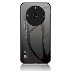 Realme 11 Pro 5G用ハイブリットバンパーケース プラスチック 鏡面 虹 グラデーション 勾配色 カバー LS1 Realme ダークグレー