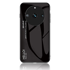 Realme 11 Pro 5G用ハイブリットバンパーケース プラスチック 鏡面 虹 グラデーション 勾配色 カバー LS1 Realme ブラック
