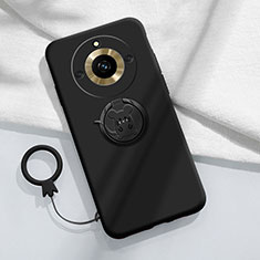 Realme 11 Pro 5G用極薄ソフトケース シリコンケース 耐衝撃 全面保護 アンド指輪 マグネット式 バンパー S02 Realme ブラック