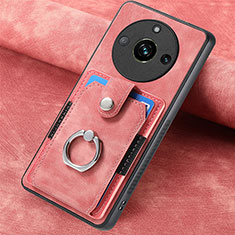 Realme 11 Pro+ Plus 5G用シリコンケース ソフトタッチラバー レザー柄 カバー SD2 Realme ピンク