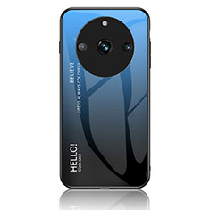 Realme 11 Pro+ Plus 5G用ハイブリットバンパーケース プラスチック 鏡面 虹 グラデーション 勾配色 カバー LS1 Realme ネイビー