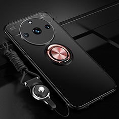 Realme 11 Pro+ Plus 5G用極薄ソフトケース シリコンケース 耐衝撃 全面保護 アンド指輪 マグネット式 バンパー SD3 Realme ゴールド・ブラック