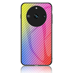 Realme 11 Pro+ Plus 5G用ハイブリットバンパーケース プラスチック 鏡面 虹 グラデーション 勾配色 カバー LS2 Realme ピンク