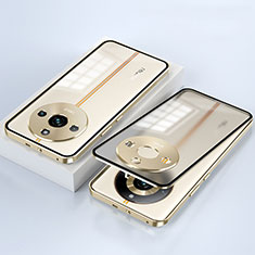 Realme 11 Pro+ Plus 5G用ケース 高級感 手触り良い アルミメタル 製の金属製 360度 フルカバーバンパー 鏡面 カバー Realme ゴールド