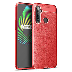 Realme 6i用シリコンケース ソフトタッチラバー レザー柄 カバー S01 Realme レッド