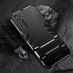Realme 6s用ハイブリットバンパーケース スタンド プラスチック 兼シリコーン カバー A01 Realme ブラック