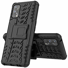 Realme 7 Pro用ハイブリットバンパーケース スタンド プラスチック 兼シリコーン カバー A01 Realme ブラック