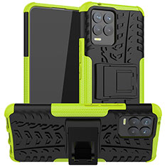 Realme 8 4G用ハイブリットバンパーケース スタンド プラスチック 兼シリコーン カバー JX1 Realme グリーン
