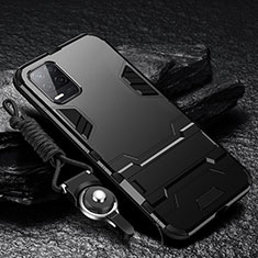 Realme 8 5G用ハイブリットバンパーケース スタンド プラスチック 兼シリコーン カバー R01 Realme ブラック