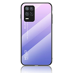 Realme 8 5G用ハイブリットバンパーケース プラスチック 鏡面 虹 グラデーション 勾配色 カバー LS1 Realme ラベンダー
