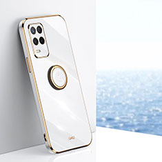 Realme 8 5G用極薄ソフトケース シリコンケース 耐衝撃 全面保護 アンド指輪 マグネット式 バンパー XL1 Realme ホワイト