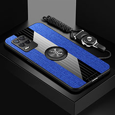 Realme 8 5G用極薄ソフトケース シリコンケース 耐衝撃 全面保護 アンド指輪 マグネット式 バンパー X03L Realme ネイビー