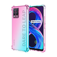 Realme 8 Pro用極薄ソフトケース グラデーション 勾配色 クリア透明 Realme シアン