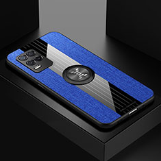Realme 8s 5G用極薄ソフトケース シリコンケース 耐衝撃 全面保護 アンド指輪 マグネット式 バンパー X01L Realme ネイビー