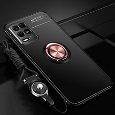 Realme 8s 5G用極薄ソフトケース シリコンケース 耐衝撃 全面保護 アンド指輪 マグネット式 バンパー SD3 Realme ゴールド・ブラック