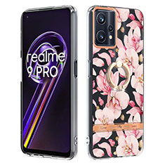 Realme 9 5G用シリコンケース ソフトタッチラバー バタフライ パターン カバー アンド指輪 Y06B Realme ピンク
