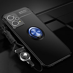 Realme 9 5G用極薄ソフトケース シリコンケース 耐衝撃 全面保護 アンド指輪 マグネット式 バンパー SD3 Realme ネイビー・ブラック