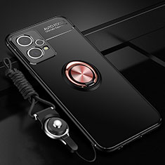 Realme 9 5G用極薄ソフトケース シリコンケース 耐衝撃 全面保護 アンド指輪 マグネット式 バンパー SD3 Realme ゴールド・ブラック