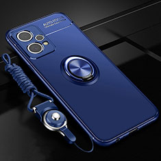 Realme 9 5G用極薄ソフトケース シリコンケース 耐衝撃 全面保護 アンド指輪 マグネット式 バンパー SD3 Realme ネイビー