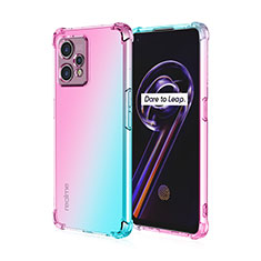 Realme 9 5G用極薄ソフトケース グラデーション 勾配色 クリア透明 Realme シアン