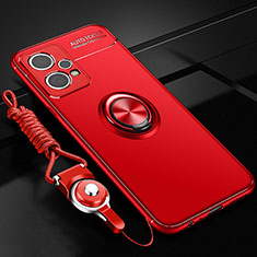 Realme 9 Pro 5G用極薄ソフトケース シリコンケース 耐衝撃 全面保護 アンド指輪 マグネット式 バンパー SD3 Realme レッド