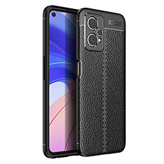 Realme 9 Pro 5G用シリコンケース ソフトタッチラバー レザー柄 カバー Realme ブラック