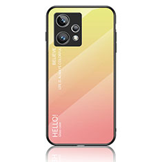 Realme 9 Pro+ Plus 5G用ハイブリットバンパーケース プラスチック 鏡面 虹 グラデーション 勾配色 カバー LS1 Realme イエロー