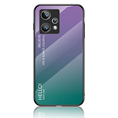 Realme 9 Pro+ Plus 5G用ハイブリットバンパーケース プラスチック 鏡面 虹 グラデーション 勾配色 カバー LS1 Realme マルチカラー