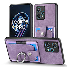 Realme 9 Pro+ Plus 5G用シリコンケース ソフトタッチラバー レザー柄 カバー SD1 Realme ラベンダー