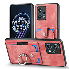 Realme 9 Pro+ Plus 5G用シリコンケース ソフトタッチラバー レザー柄 カバー SD1 Realme ピンク