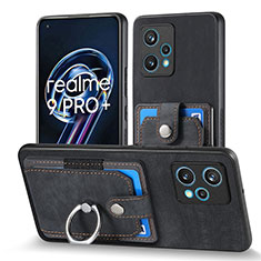 Realme 9 Pro+ Plus 5G用シリコンケース ソフトタッチラバー レザー柄 カバー SD1 Realme ブラック